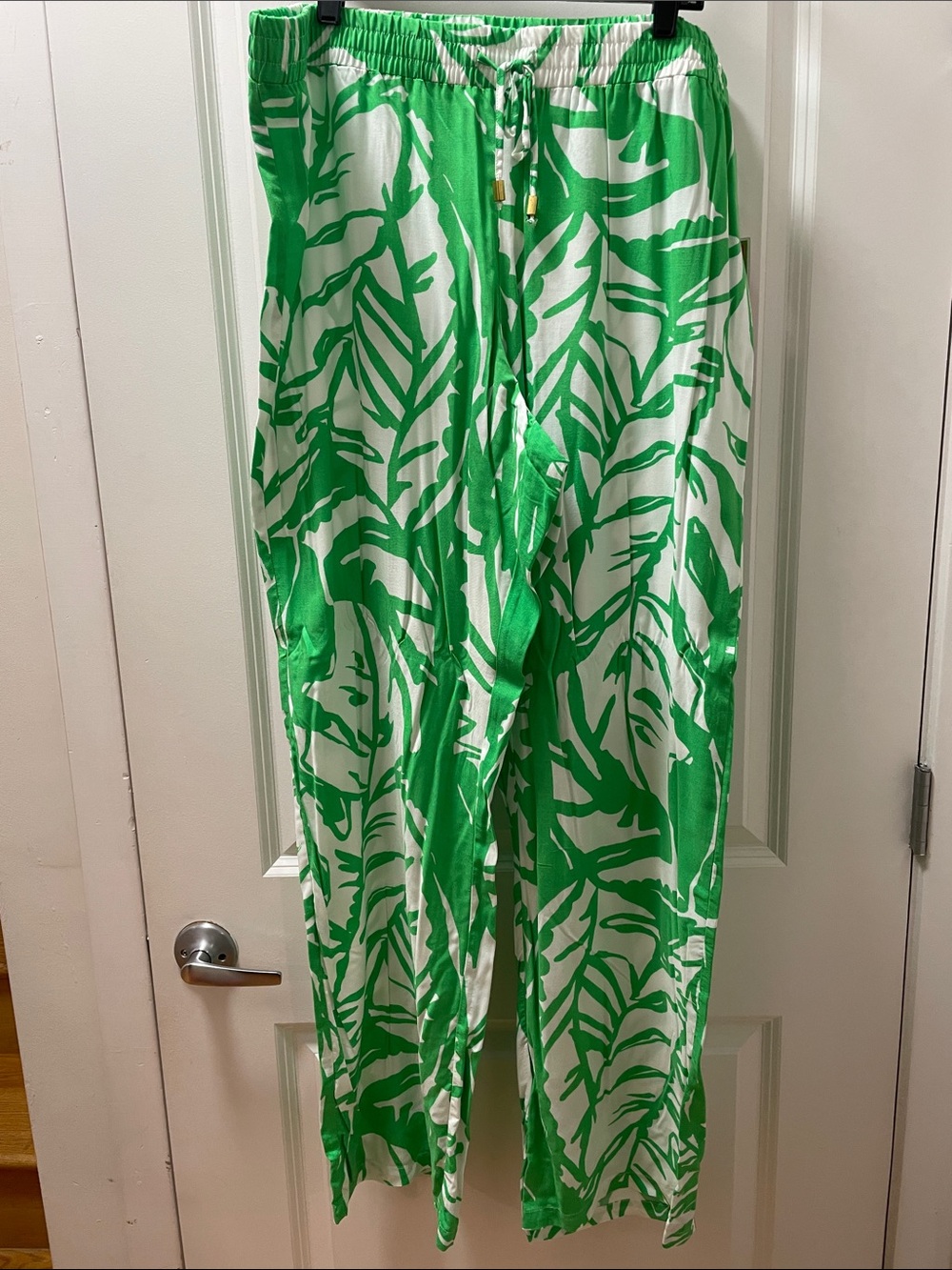 Lilly Pulitzer for Target Green and White Leaf-Print Wide Leg Pants